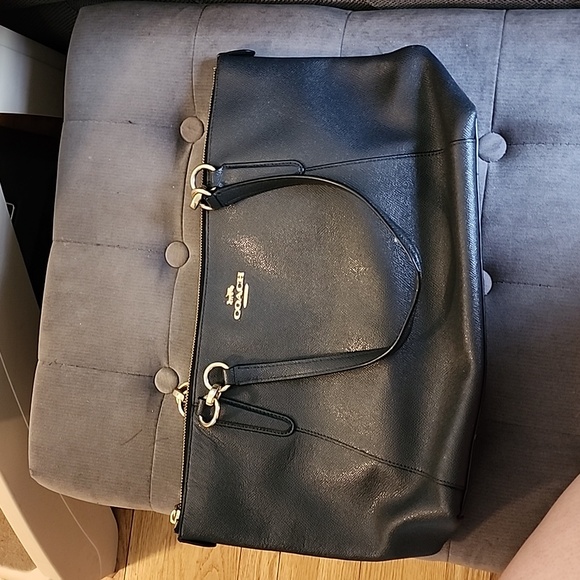 Coach black purse bag pocketbook zipper - Picture 2 of 10